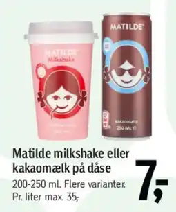 Føtex Matilde milkshake eller kakaomælk på dåse tilbud