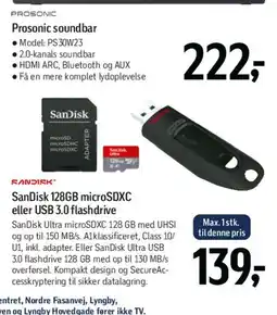 Føtex SanDisk 128GB microSDXC eller USB 3.0 flashdrive tilbud