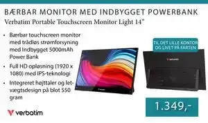 CBC Verbatim Portable Touchscreen Monitor Light 14” tilbud
