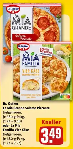 REWE DE Dr. Oetker La Mia Grande Salame Piccante oder La Mia Familia Vier Käse tilbud