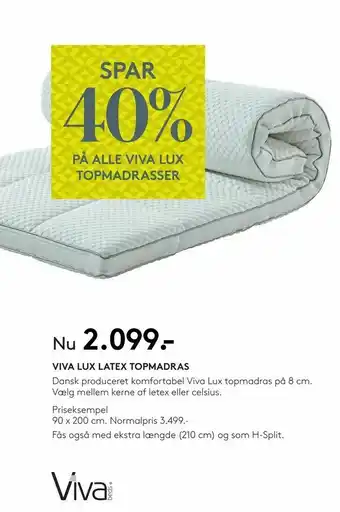 SengeSpecialisten Viva lux latex topmadras tilbud