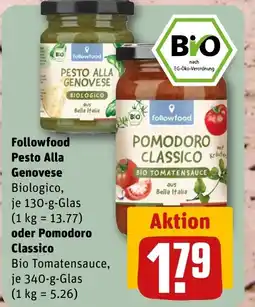 REWE DE Followfood Pesto Alla Genovese oder Pomodoro Classico tilbud