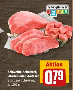 REWE DE Schweine-Schnitzel, -Braten oder -Gulasch tilbud