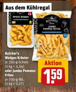 REWE DE Butcher's Wedges Kräuter oder Jumbo Pommes Frites tilbud