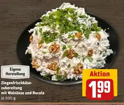 REWE DE Ziegenfrischkäse- zubereitung mit Walnüsse und Rucola tilbud