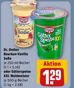 REWE DE Dr. Oetker Bourbon-Vanille Soße oder Götterspeise XXL Waldmeister tilbud