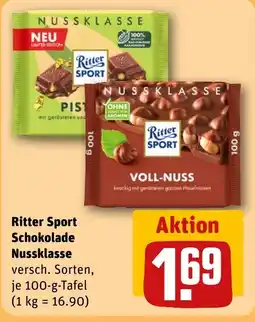 REWE DE Ritter Sport Schokolade Nussklasse tilbud