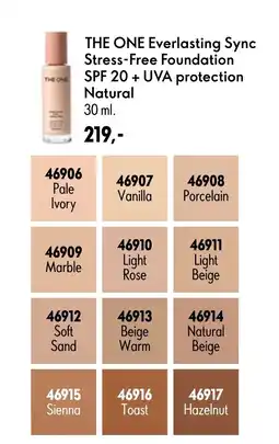 Oriflame THE ONE Everlasting Sync Stress-Free Foundation SPF 20+ UVA protection Natural tilbud