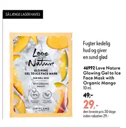 Oriflame Love Nature Glowing Gel to Ice Face Mask with Organic Mango tilbud
