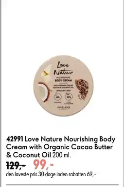 Oriflame Love Nature Nourishing Body Cream with Organic Cacao Butter & Coconut Oil tilbud