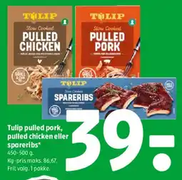 Coop 365 Tulip pulled pork, pulled chicken eller spareribs tilbud