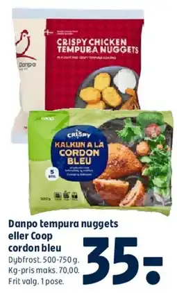 Coop 365 Danpo tempura nuggets eller Coop cordon bleu tilbud