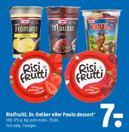 Coop 365 Risifrutti / Dr. Oetker / Paula dessert tilbud