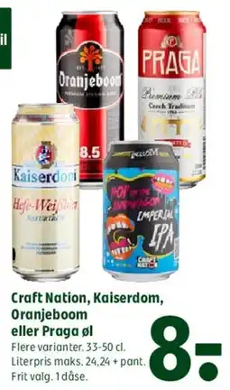 Coop 365 Craft Nation / Kaiserdom / Oranjeboom / Praga øl tilbud