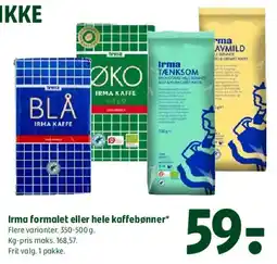 Coop 365 Irma formalet eller hele kaffebønner tilbud