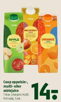 Coop 365 Coop appelsin-, multi- eller æblejuice tilbud