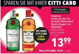 Citti Tanqueray London Dry Gin, Flor de Sevilla, Blackcurrent Royale, Rangpur oder Alkoholfrei tilbud