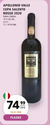 Scandinavian Park Apollonio Valle Cupa salento rosso 2020 tilbud