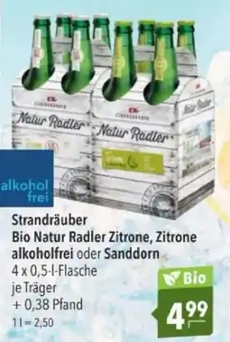 Citti Strandräuber Bio Natur Radler Zitrone, Zitrone alkoholfrei oder Sanddorn tilbud