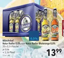 Citti Mönchshof Natur Radler 0,0% oder Natur Radler Blutorange 0,0% tilbud