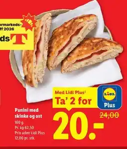 Lidl Panini med skinke og ost, App-pris tilbud