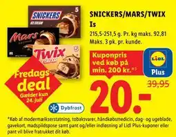 Lidl SNICKERS/MARS/TWIX Is, App-pris tilbud