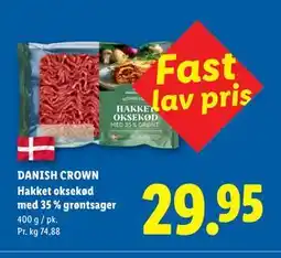 Lidl DANISH CROWN Hakket oksekød med 35 % grøntsager tilbud