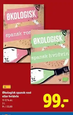Lidl Økologisk spansk rosé eller hvidvin tilbud