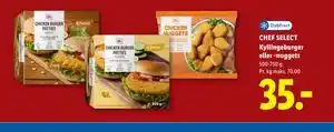 Lidl CHEF SELECT Kyllingeburger eller -nuggets tilbud