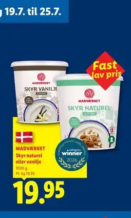 Lidl MADVÆRKET Skyr naturel eller vanilje tilbud