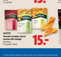 Lidl ALESTO Tørrede tranebær, tørret ananas eller mango tilbud
