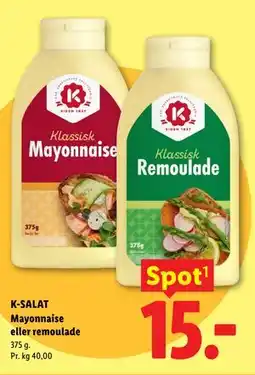 Lidl K-SALAT Mayonnaise eller remoulade tilbud