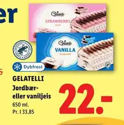 Lidl GELATELLI Jordbær- eller vaniljeis tilbud