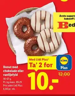 Lidl Donut med chokolade eller vaniljefyld, App-pris tilbud