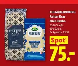 Lidl THEM/KLOVBORG Fætter Kras eller Danbo tilbud