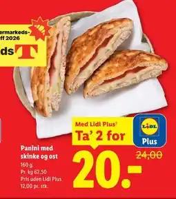 Lidl Panini med skinke og ost tilbud