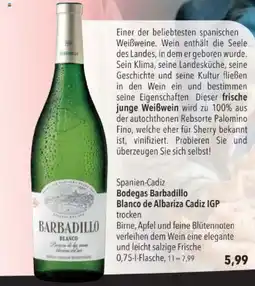 Citti Bodegas Barbadillo Blanco de Albariza Cadiz IGP tilbud