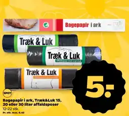 Netto Bagepapir i ark, Træk&Luk 15, 20 eller 30 liter affaldsposer tilbud