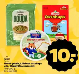 Netto Revet gouda, Lillebror ostehaps eller Happy Zoo smøreost tilbud