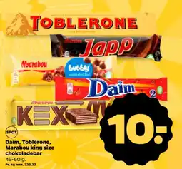 Netto Daim, Toblerone, Marabou king size chokoladebar tilbud
