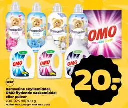 Netto Bamseline skyllemiddel, OMO flydende vaskemiddel eller pulver tilbud