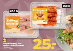 Netto Kyllingeunderlår eller marinerede kyllingespyd tilbud