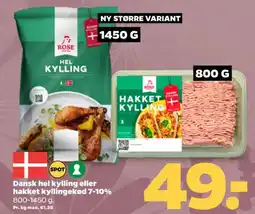 Netto Dansk hel kylling eller hakket kyllingekød 7-10% tilbud