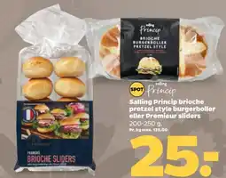 Netto Salling Princip brioche pretzel style burgerboller eller Premieur sliders tilbud