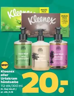 Netto Kleenex eller Urtekram håndsæbe tilbud