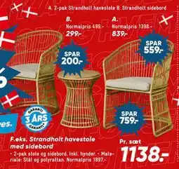 Bilka Strandholt havestole med sidebord tilbud