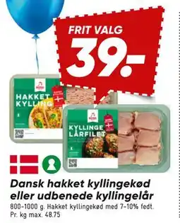 Bilka Dansk hakket kyllingekød eller udbenede kyllingelår tilbud