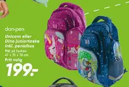 Bilka Unicorn eller Dino juniortaske inkl. penalhus tilbud