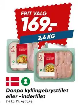 Bilka Danpo kyllingebrystfilet eller -inderfilet tilbud
