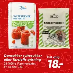 Bilka Dansukker syltesukker eller Tørsleffs syltning tilbud